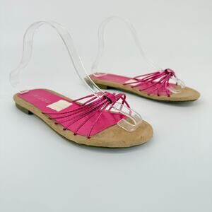 Vtg Y2k Bijou Womens Strappy Sandals Size 7 Metallic Pink Flat Slide Retro 2000s